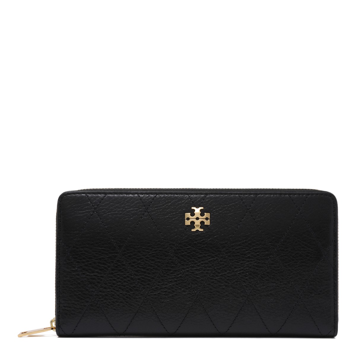 Tory Burch Black Leather Zip Wallet.