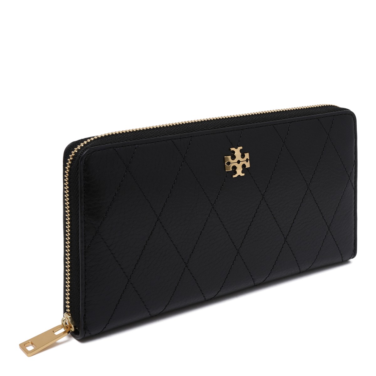 Tory Burch Black Leather Zip Wallet.