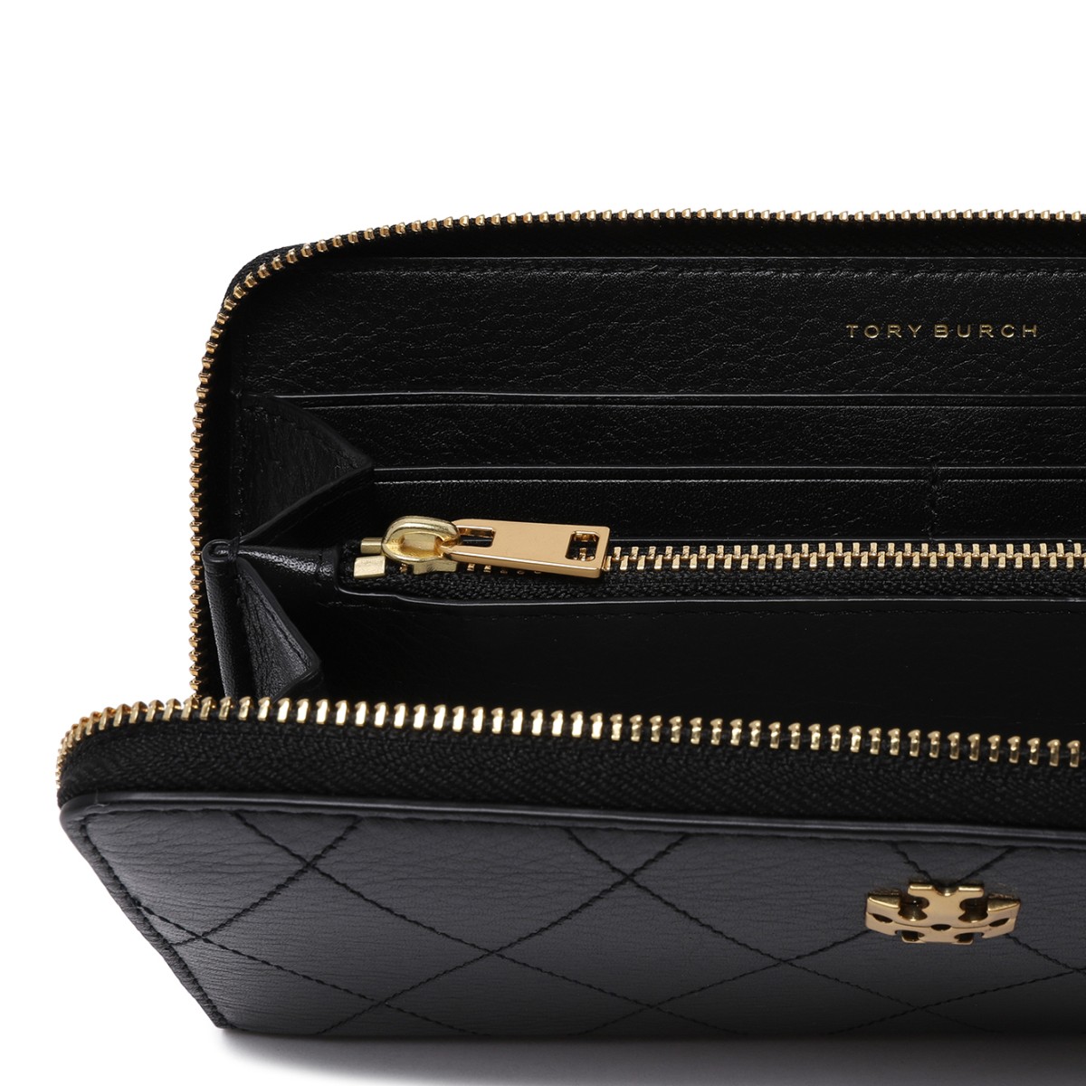 Tory Burch Black Leather Zip Wallet.
