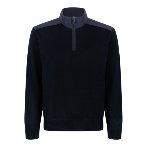 Paul & Shark Navy Half-Zip Wool Sweater.