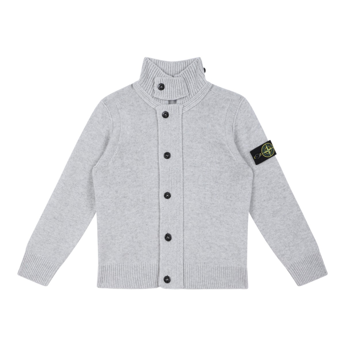 Stone Island Kids Light Grey Button-Up Sweatshirt.
