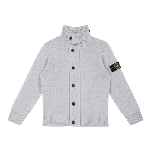 Stone Island Kids Light Grey Button-Up Sweatshirt.