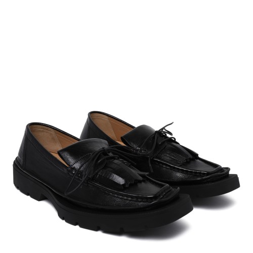 Maison Margiela Black Leather Penny Loafers. 2