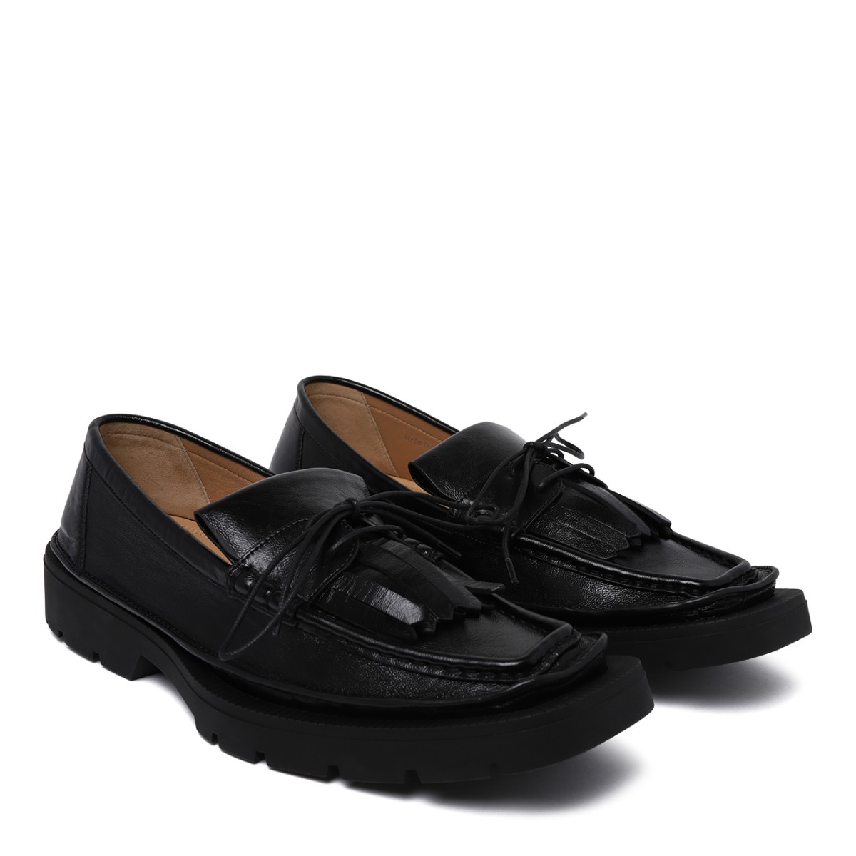 Maison Margiela Black Leather Penny Loafers.