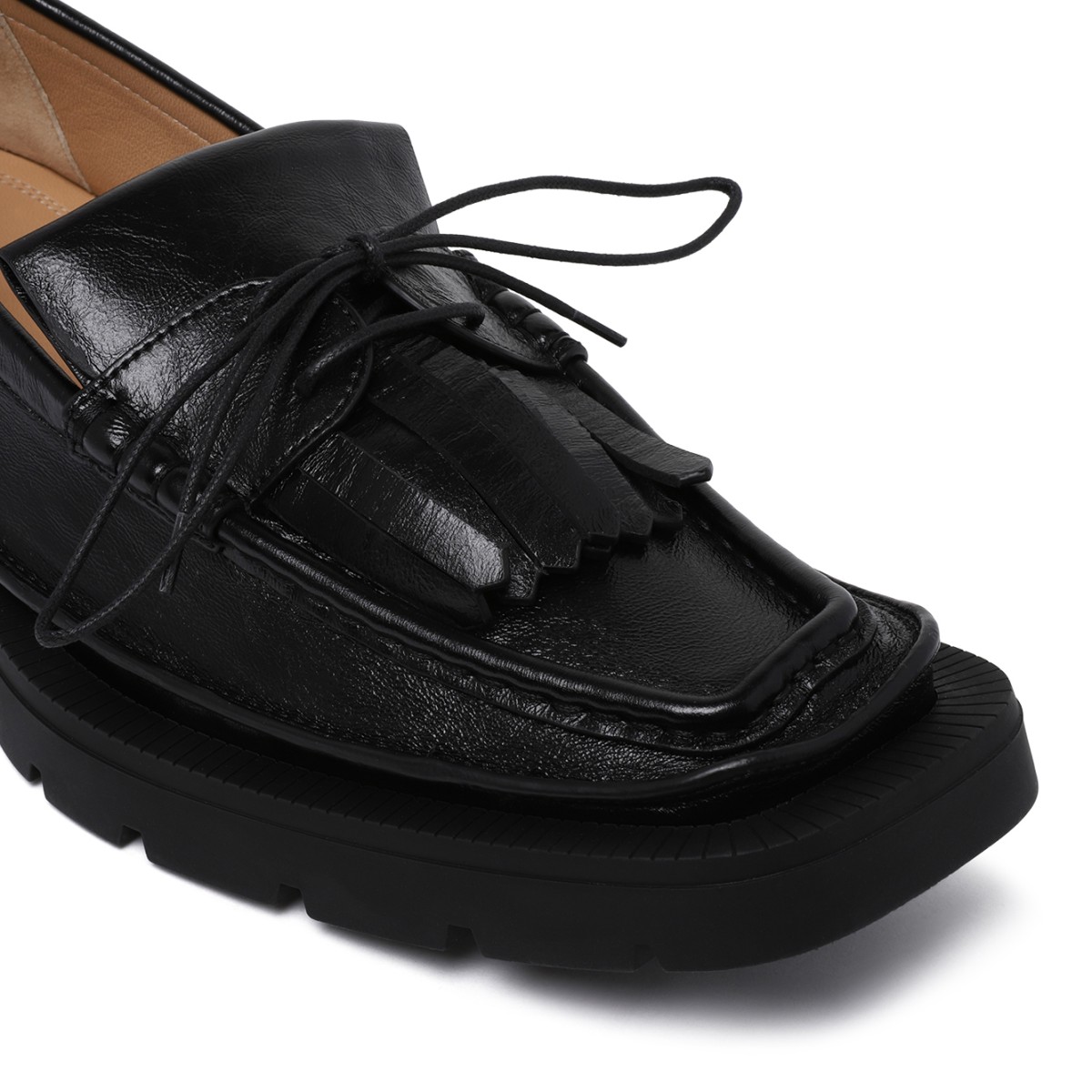 Maison Margiela Black Leather Penny Loafers.