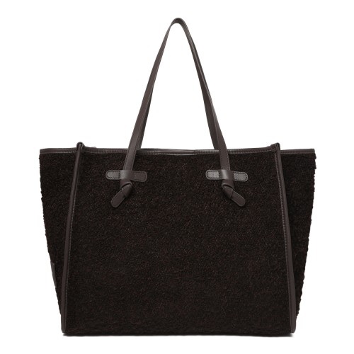 Marcella Black Shearling Tote Bag.