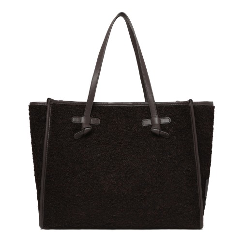 Marcella Black Shearling Tote Bag. 2