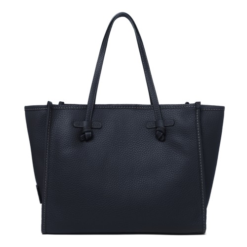 Marcella Black Textured Leather Shopper Tote Bag.
