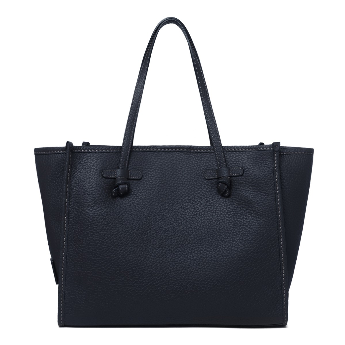 Marcella Black Textured Leather Shopper Tote Bag.