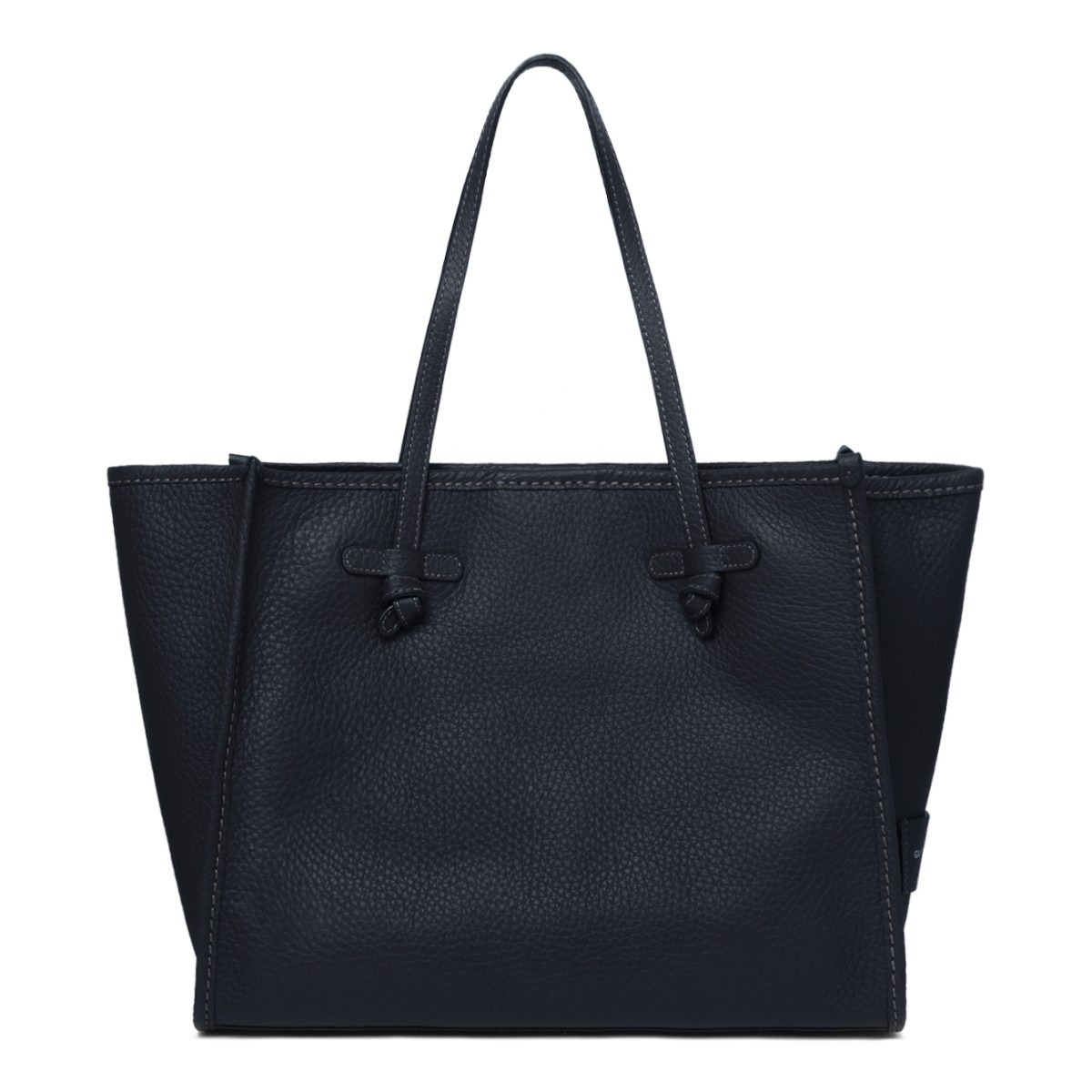 Marcella Black Textured Leather Shopper Tote Bag.