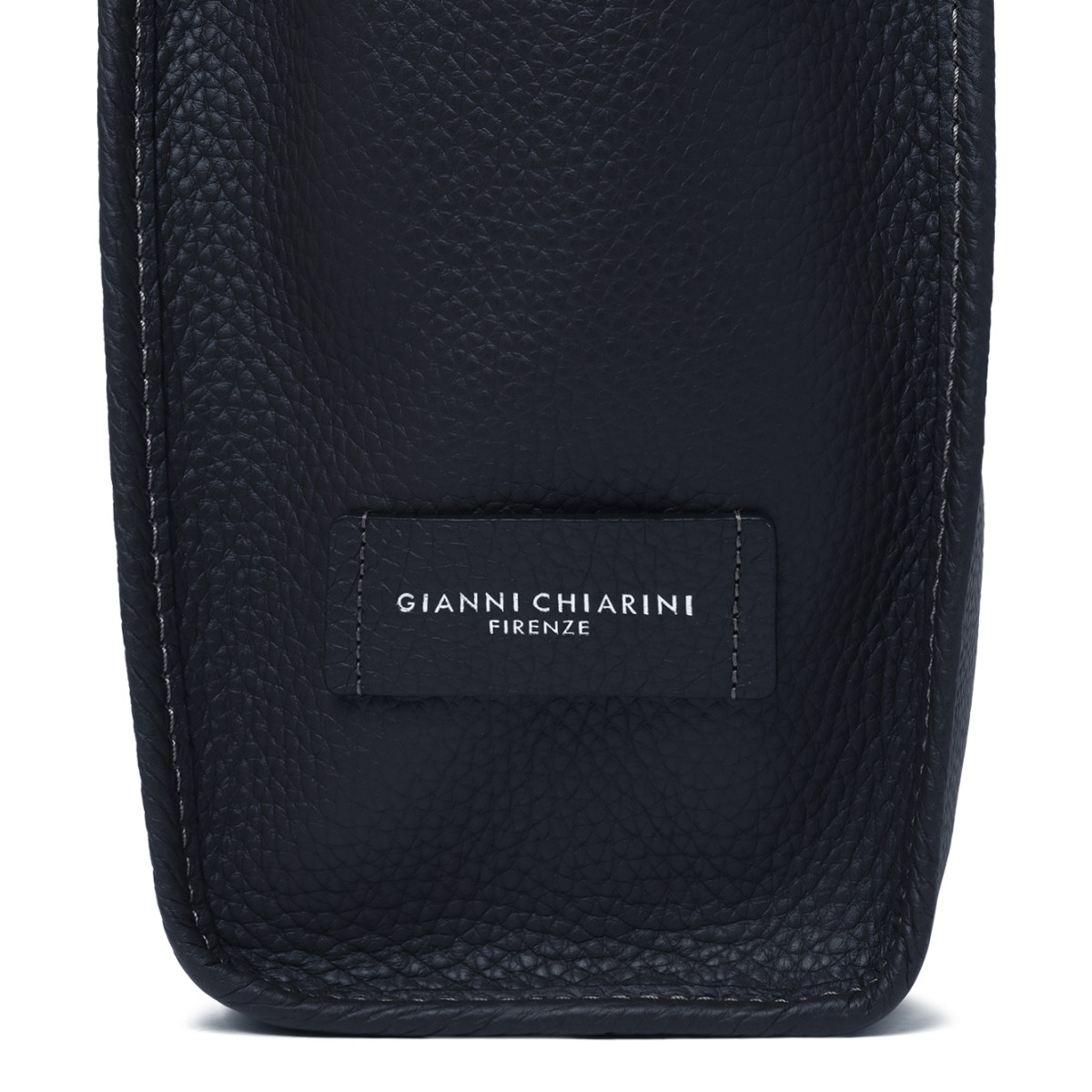 Marcella Black Textured Leather Shopper Tote Bag.