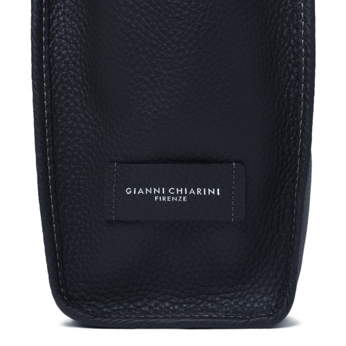 Marcella Black Textured Leather Shopper Tote Bag.