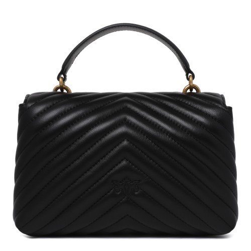 Pinko Black Quilted Leather Top Handle Bag.