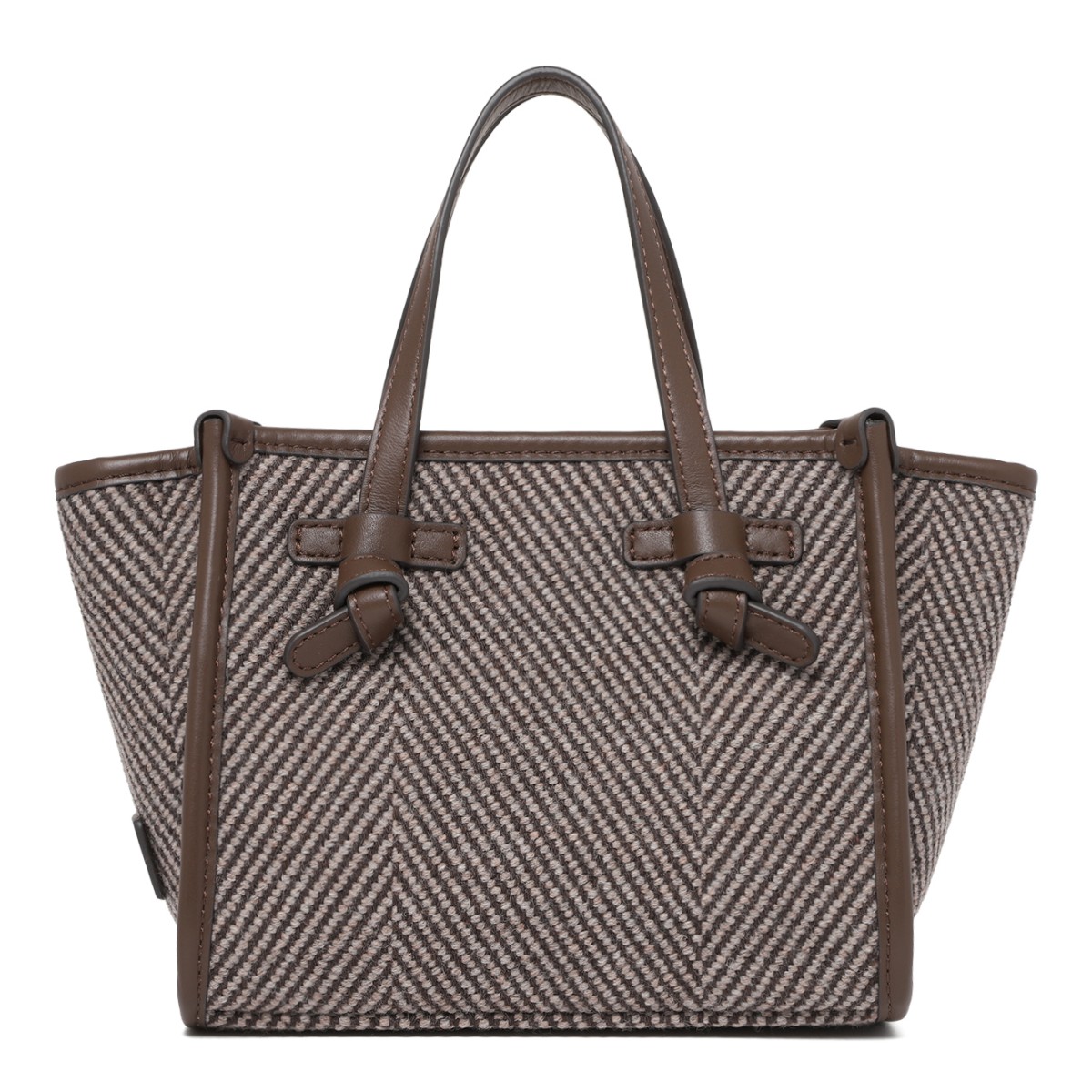 Marcella Taupe Herringbone Tote Bag.