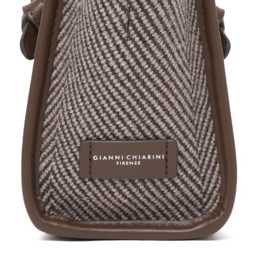 Marcella Taupe Herringbone Tote Bag.