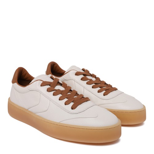 Voile Blanche White Leather Platform Sneakers. 2
