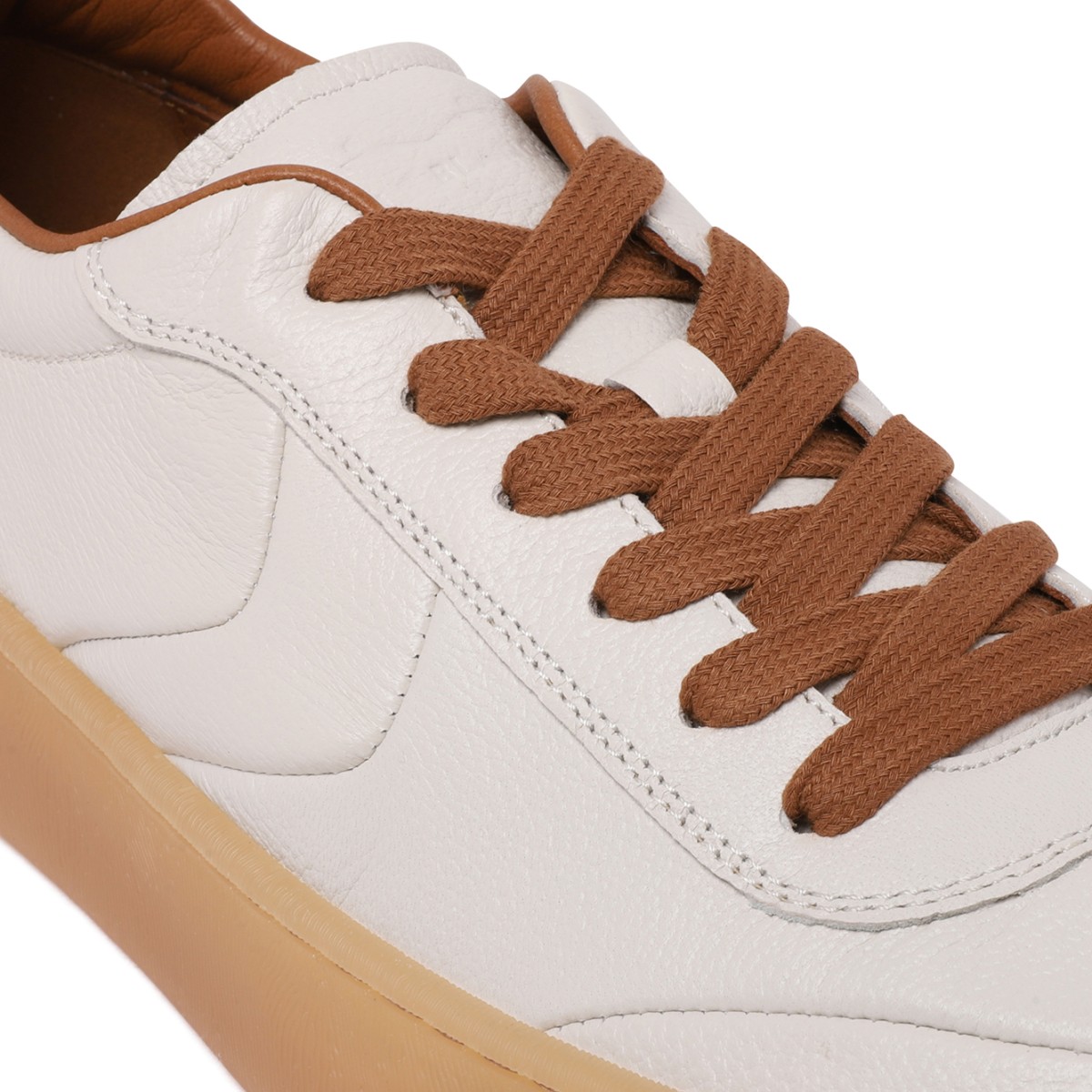 Voile Blanche White Leather Platform Sneakers.