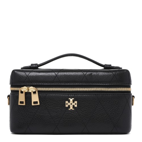 Tory Burch Black Leather Vanity Bag.