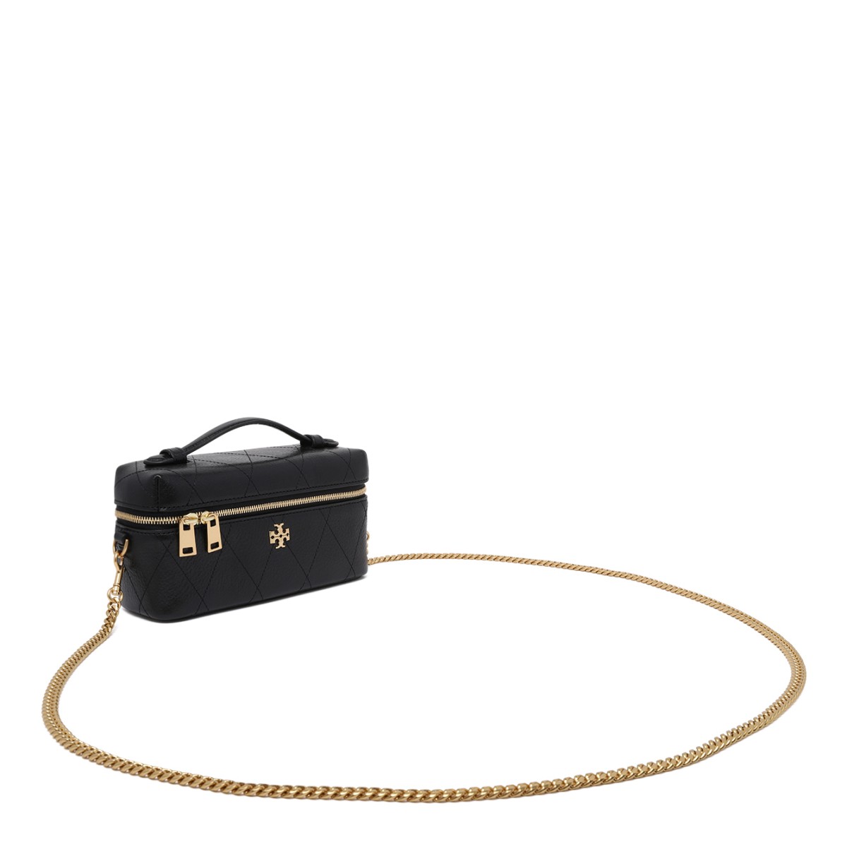 Tory Burch Black Leather Vanity Bag.