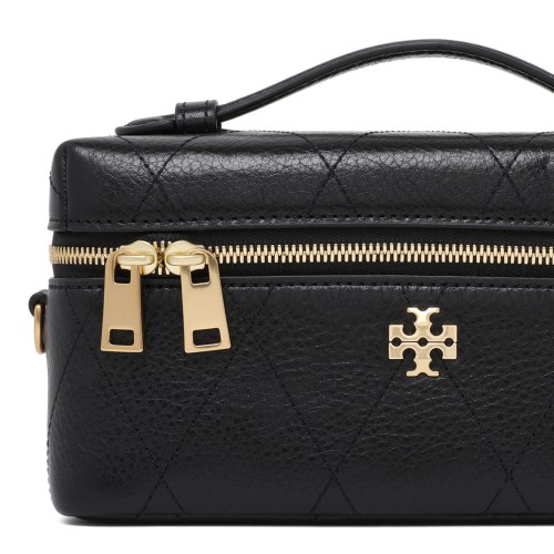 Tory Burch Black Leather Vanity Bag.