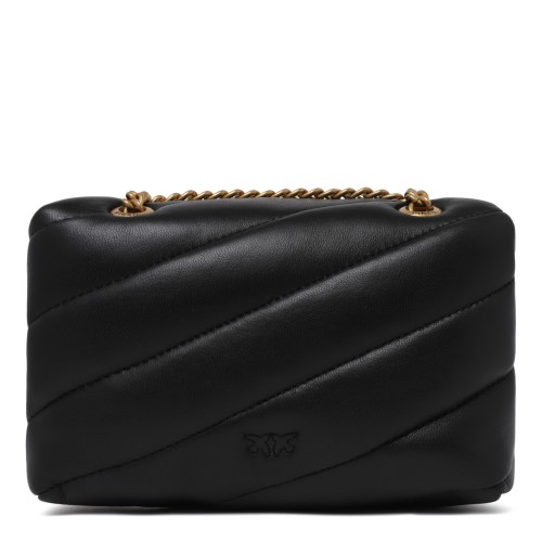 Pinko Black Quilted Leather Mini Shoulder Bag. 2