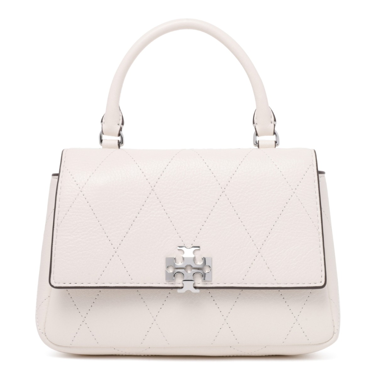 Tory Burch Beige Leather Top Handle Bag.
