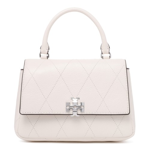 Tory Burch Beige Leather Top Handle Bag.