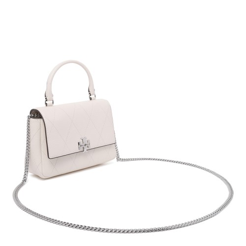 Tory Burch Beige Leather Top Handle Bag.