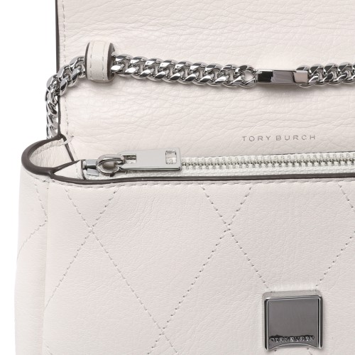 Tory Burch Beige Leather Top Handle Bag.