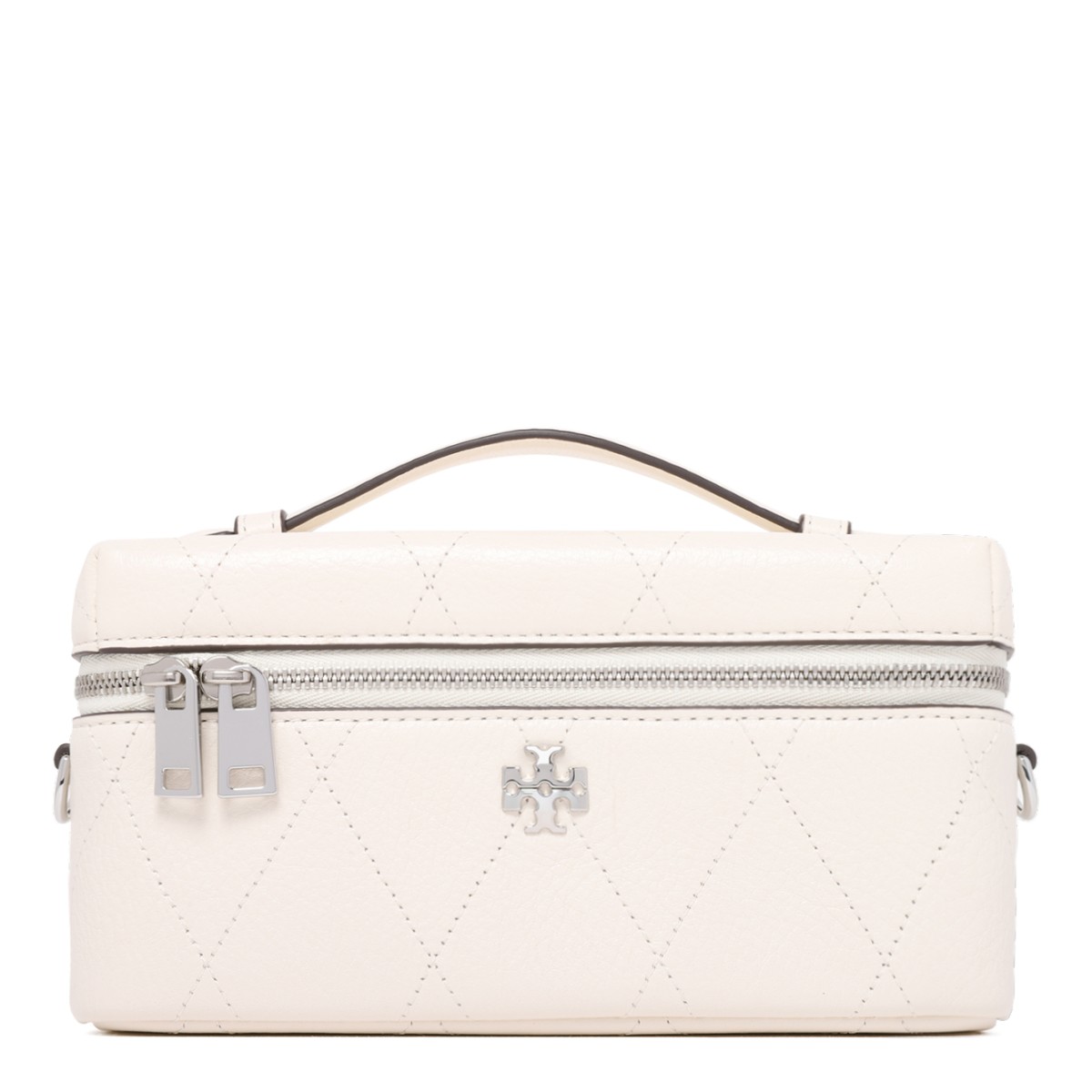 Tory Burch Beige Leather Vanity Bag.