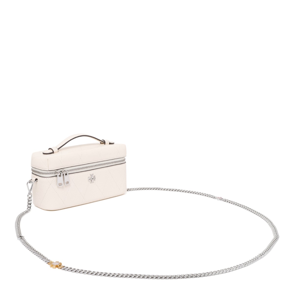Tory Burch Beige Leather Vanity Bag.