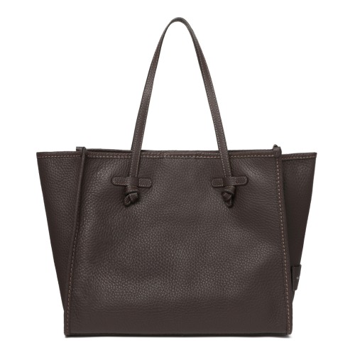 Marcella Dark Brown Textured Leather Shopper Tote Bag. 2
