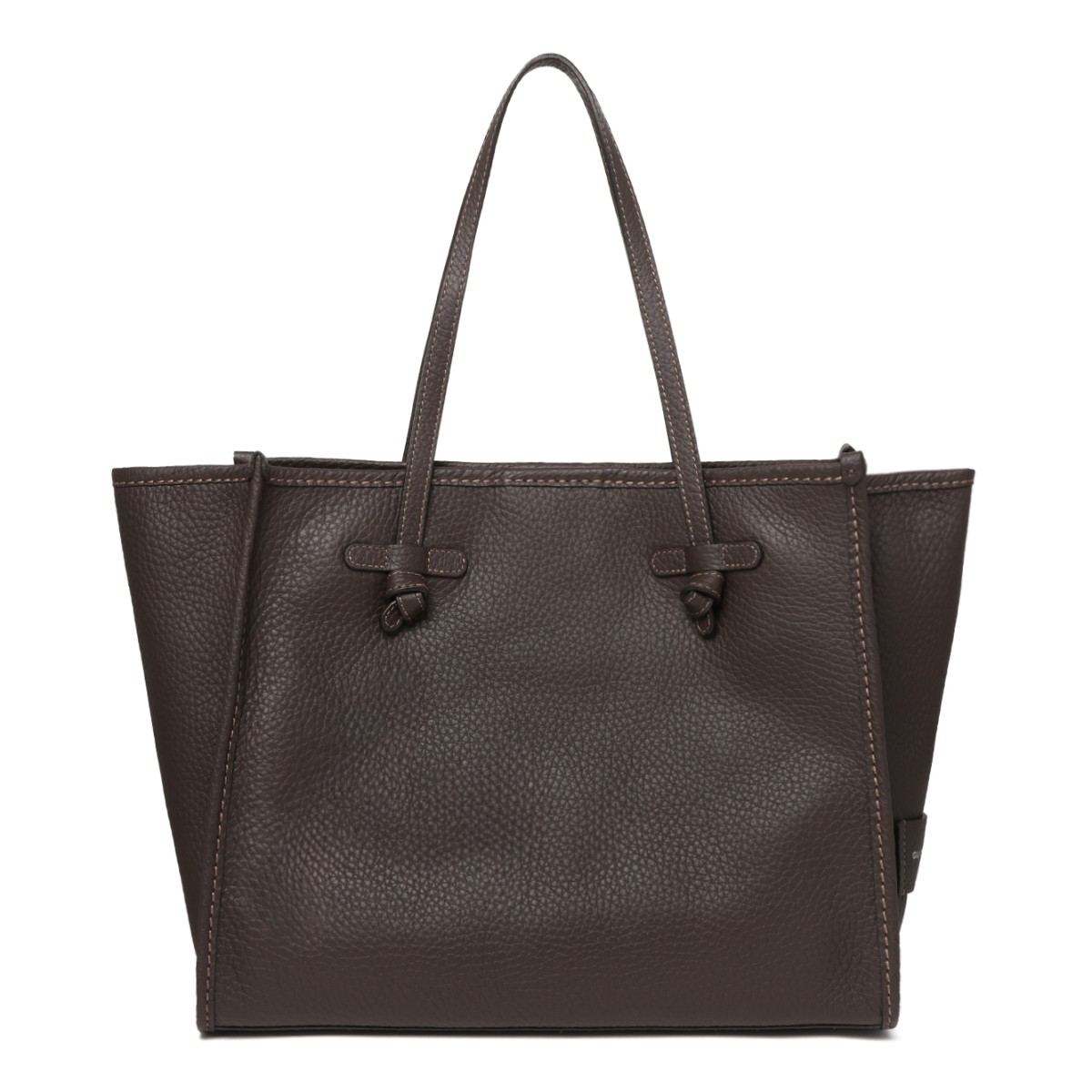 Marcella Dark Brown Textured Leather Shopper Tote Bag.