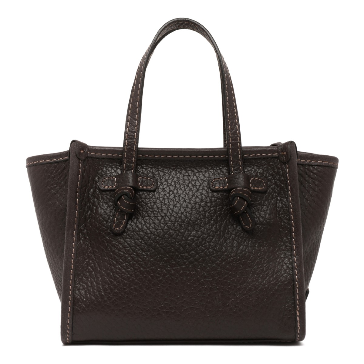 Marcella Dark Brown Textured Leather Tote Bag.