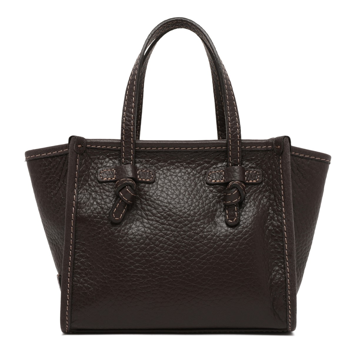 Marcella Dark Brown Textured Leather Tote Bag.