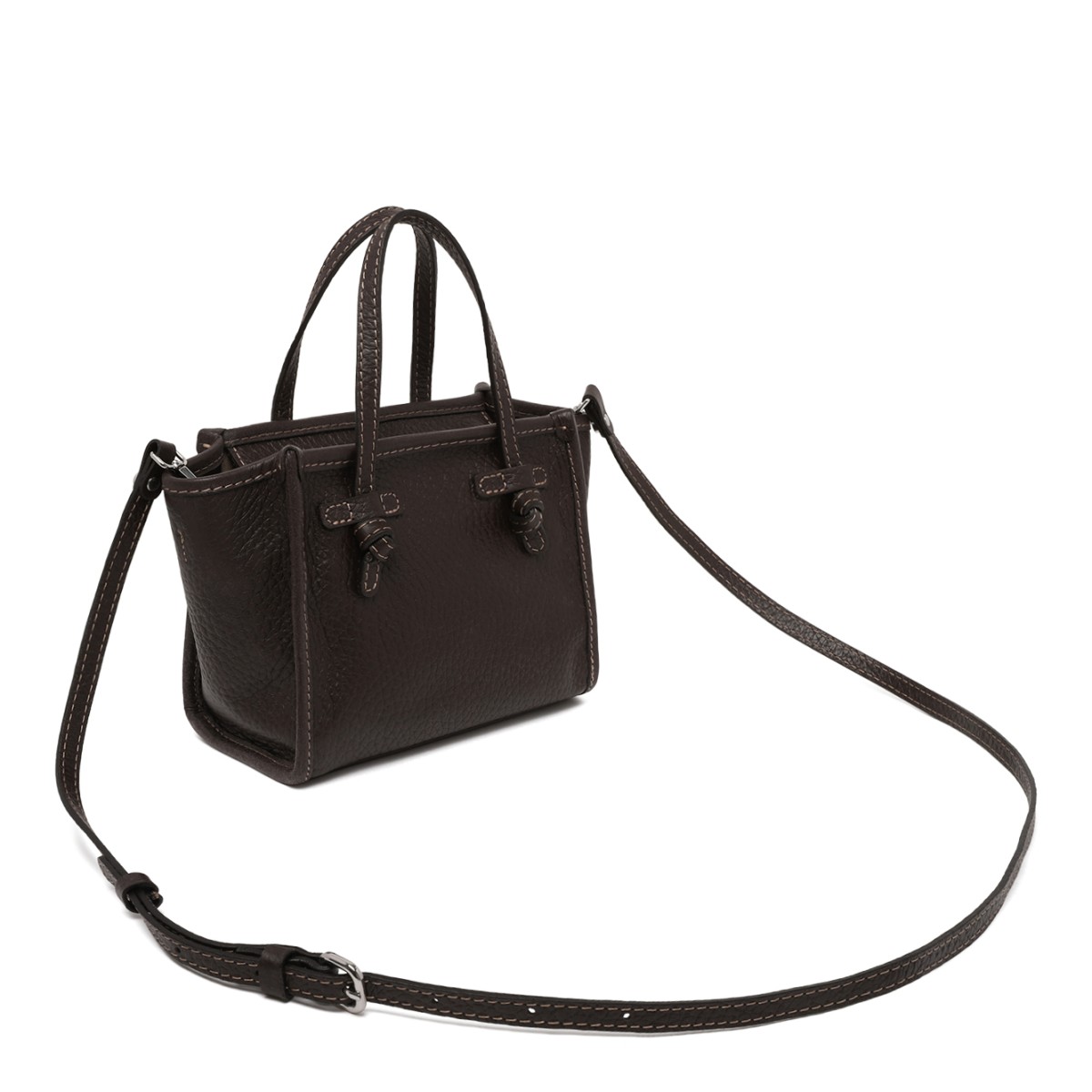 Marcella Dark Brown Textured Leather Tote Bag.
