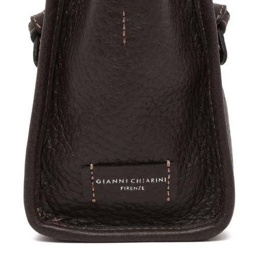 Marcella Dark Brown Textured Leather Tote Bag.