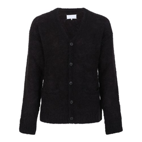 Maison Margiela Black Textured Knit Cardigan.