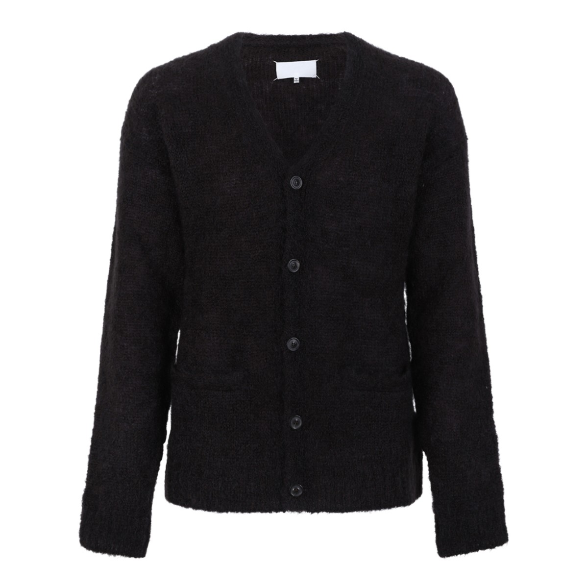 Maison Margiela Black Textured Knit Cardigan.