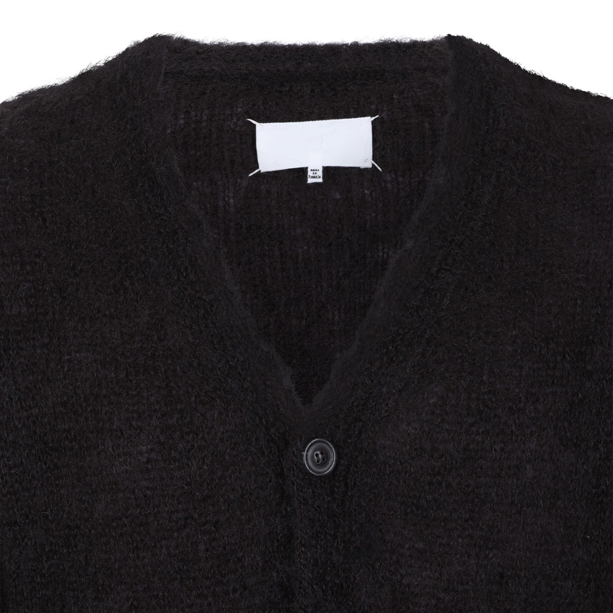 Maison Margiela Black Textured Knit Cardigan.