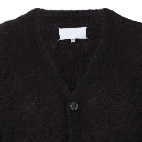 Maison Margiela Black Textured Knit Cardigan.