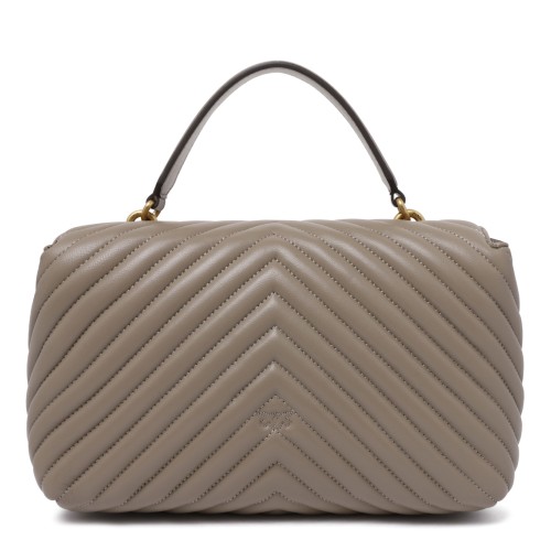 Pinko Taupe Quilted Leather Top Handle Bag. 2