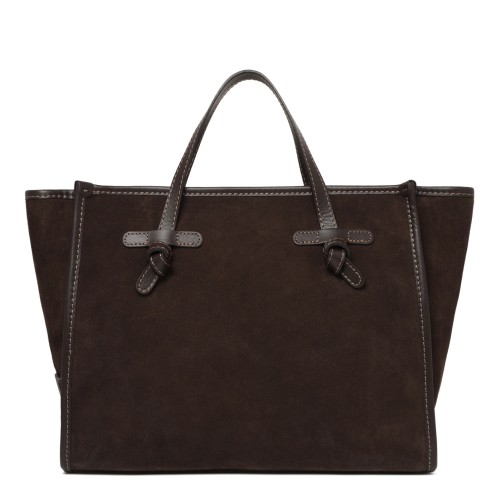 Marcella Dark Brown Suede Shopper Tote Bag.