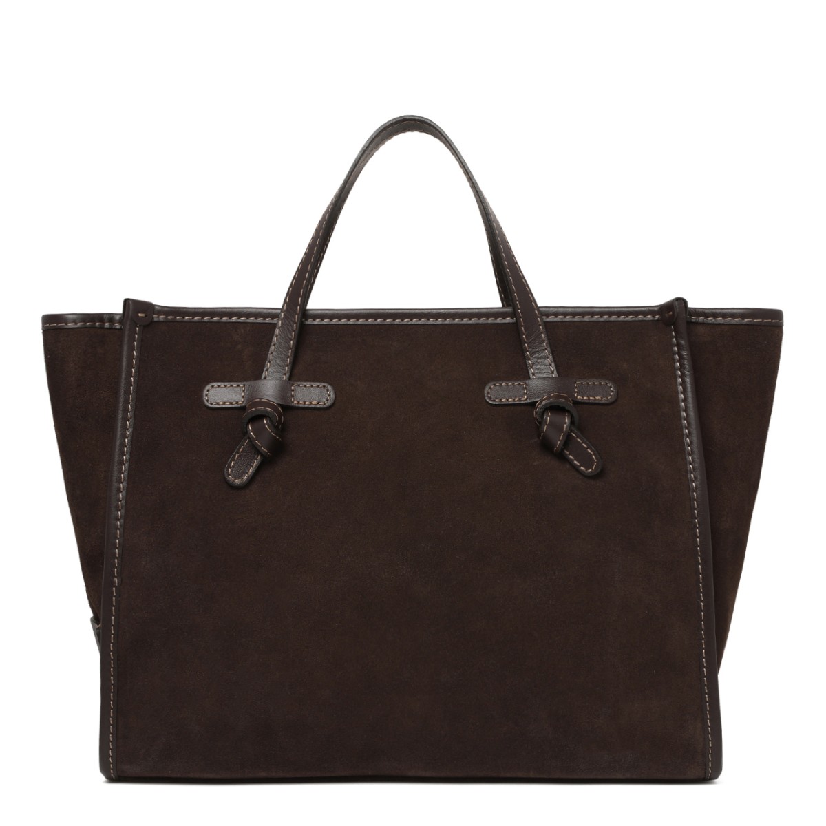 Marcella Dark Brown Suede Shopper Tote Bag.