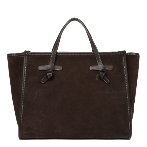 Marcella Dark Brown Suede Shopper Tote Bag. 2