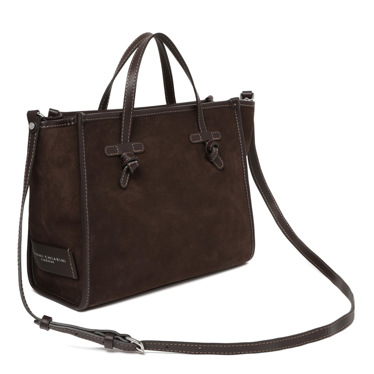 Marcella Dark Brown Suede Shopper Tote Bag.