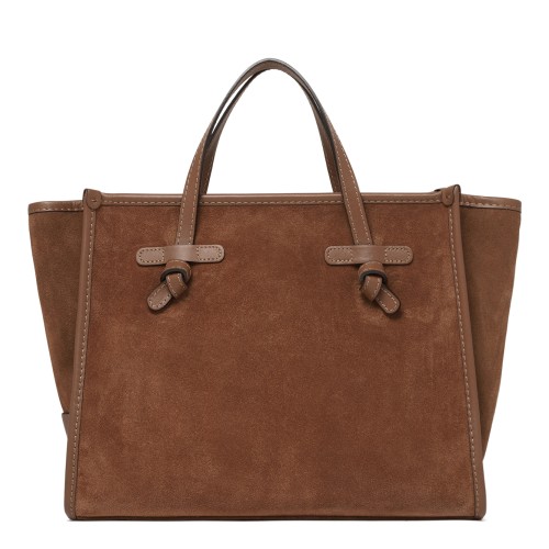 Marcella Cognac Suede Leather Tote Bag.
