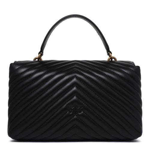 Pinko Black Quilted Leather Top Handle Bag. 2