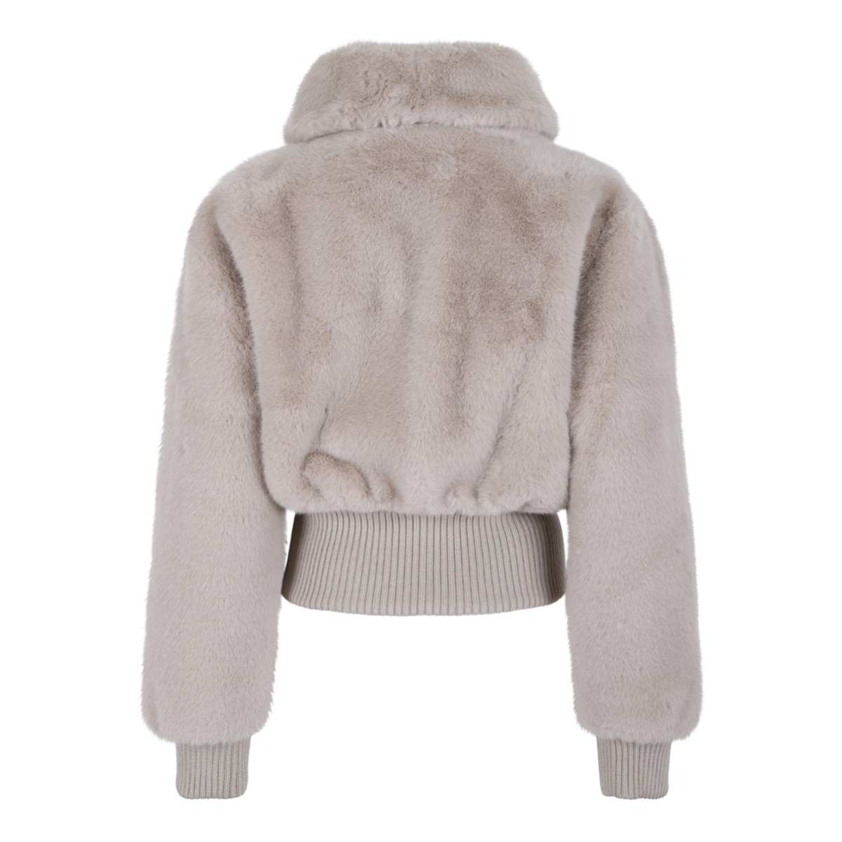 Pinko Beige Faux Fur Hooded Jacket.