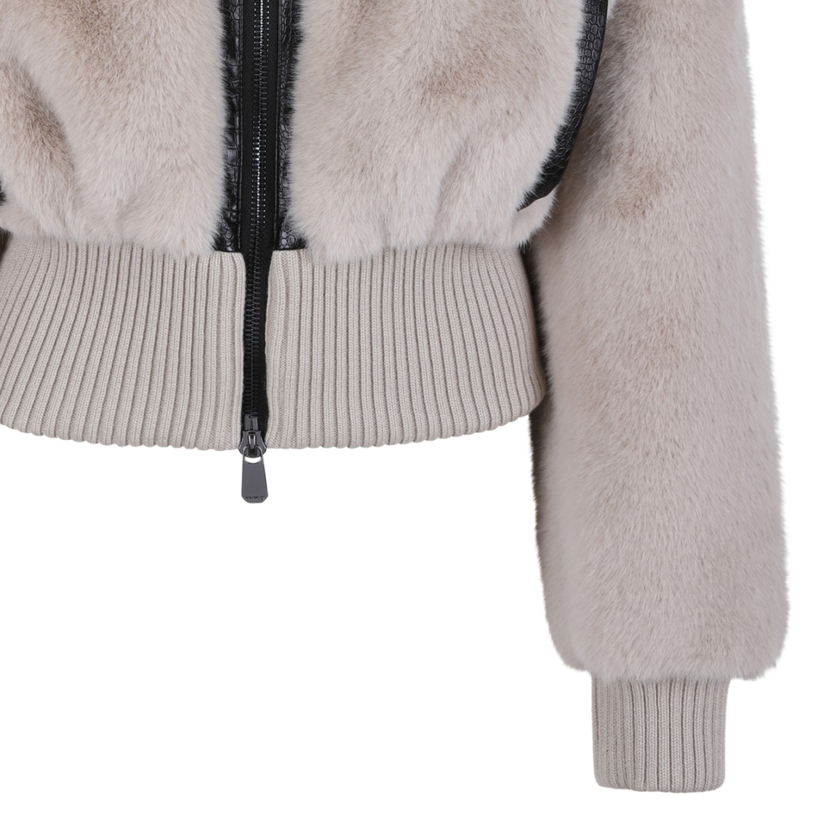 Pinko Beige Faux Fur Hooded Jacket.